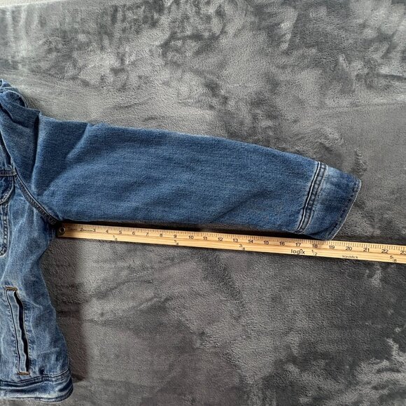 Abercrombie Fitch Sherpa Lined Denim Jacket Men S Blue Trucker Distressed - Picture 8 of 8